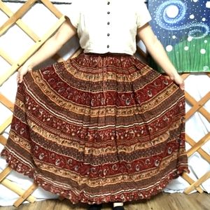 Vintage Floral Rayon Maxi Skirt